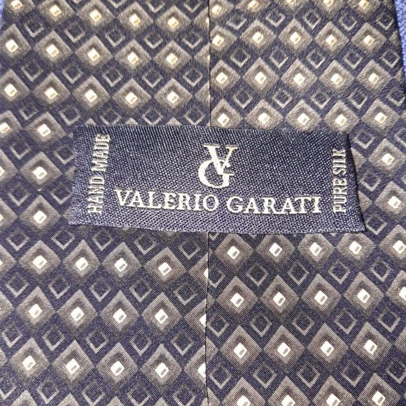 Valerio Garati Necktie 100% Pure Silk 57"-60" Men Black/Gold Designer Geometric - Picture 3 of 7